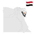 Location South Sinai Governorate on map Egypt. 3d location sign similar to the flag of South Sinai. Quality map with provinces