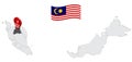 Location of State Kelantan on map Malaysia. 3d  State Kelantan flag map marker location pin. Quality map with States of Malaysia f Royalty Free Stock Photo