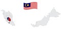 Location of State Malacca on map Malaysia. 3d  State Malacca flag map marker location pin. Quality map with States of Malaysia for Royalty Free Stock Photo