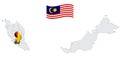 Location of State Negeri Sembilan on map Malaysia. 3d  State Negeri Sembilan flag map marker location pin. Quality map with States Royalty Free Stock Photo