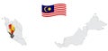 Location of State Selangor  on map Malaysia. 3d  State Selangor  flag map marker location pin. Quality map with States of Malaysia Royalty Free Stock Photo