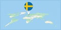 Location of Sweden on the world map, marked with Sweden flag pin Royalty Free Stock Photo