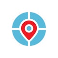 Location targeting logo, map pin target location - Vector