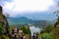 The location to see the pengilon dieng lake from the top