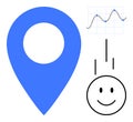 Abstract concept of location tracking combined with data analytics and user satisfaction Royalty Free Stock Photo