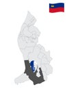 Location of Triesen on map Liechtenstein. 3d location sign similar to the flag of Triesen. Quality map with regions Principality