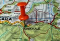 Location of the Turkish city Kirikkale shown with a red push pin