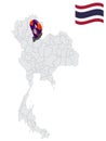 Location of Uttaradit Province on map Thailand. 3d Uttaradit flag map marker location pin.