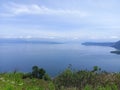 the location of the view of Lake Toba and lake water is clean and blue from the top of the hill Royalty Free Stock Photo