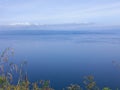 the location of the view of Lake Toba and lake water is clean and blue from the top of the hill Royalty Free Stock Photo