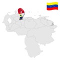 Location Yaracuy State on map Venezuela. 3d location sign similar to the flag of Yaracuy. Quality map with Regions of the Vene