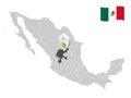 Location of Zacatecas State on map Mexico. 3d location sign of Zacatecas. Quality map with provinces of Mexico for your design.