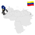 Location Zulia State on map Venezuela. 3d location sign similar to the flag of Zulia. Quality map with Regions of the Venezuela