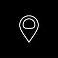 Locator Line Icon On Black Background. Black Flat Style Vector Illustration