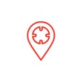 Locator Line Red Icon On White Background. Red Flat Style Vector Illustration