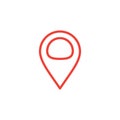 Locator Line Red Icon On White Background. Red Flat Style Vector Illustration