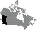 Locator map of BRITISH COLUMBIA, CANADA