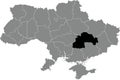 Locator map of DNIPROPETROVSK SICHESLAV OBLAST, UKRAINE