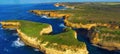 Loch Ard Gorge, Great Ocean Road. Panoramic aerial drone view from Island Arch Lookout Royalty Free Stock Photo