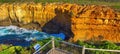 Loch Ard Gorge, Great Ocean Road. Panoramic aerial drone view from Island Arch Lookout Royalty Free Stock Photo