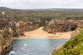 Loch Ard Gorge from the Loch Ard Wreck lookout located in Port Campbell Victoria Australia on October 3rd 2023 Royalty Free Stock Photo
