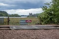 Loch Awe, Argyll , Scotland - May 15 2017 : Sign with instructions how to tresspass the railway