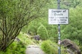 Loch Awe, Argyll , Scotland - May 19 2017 : Sign warning of the Danger of Death by fatal accidents due to falling from a Royalty Free Stock Photo