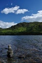 Loch Earn in St. fillans with cairn made of stones Royalty Free Stock Photo