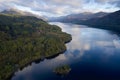 Loch Lomond aerial view at Autumn during sunrise near Tarbet