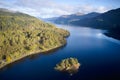 Loch Lomond aerial view at Autumn during sunrise near Tarbet