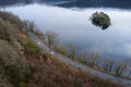 Loch Lomond aerial view at Autumn during sunrise near Tarbet