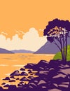 Loch Ness and the Caledonian Canal in Scottish Highlands of Scotland WPA Art Deco Poster