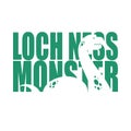 Loch Ness monster Lettering Silhouette of in text. Nessie Typography. Monstrous animal letters