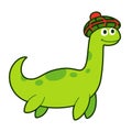 Loch Ness monster in traditional Scottish bonnet Royalty Free Stock Photo