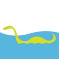 Loch Ness Nessy fictional creature. Water monster with eye, tail Swimming floating Sea ocean. Snake shape. Funny Cute cartoon char