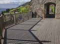 Loch Ness, Scotland - sunny day in summer, Urquhart Castle ruins. Royalty Free Stock Photo