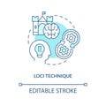 Loci memory technique concept turquoise icon