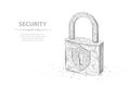 Lock. Abstract 3d wireframe lock isolated on white.