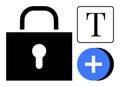 Lock and Add Symbol with Text Icon Digital Security and Access Tools Concept Royalty Free Stock Photo