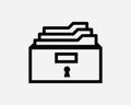 Lock Secure Folder Line Icon Security Secret Safety Confidential Information Drawer Symbol Archive Storage File Sign Linear Vector