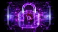 Lock Big Data Cybersecurity Conceptual Background Purple Black. Generative AI Royalty Free Stock Photo