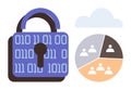 Digital Data Security with Lock, Binary Code, Cloud, and User Distribution Chart Royalty Free Stock Photo