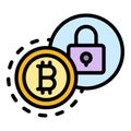 Lock bitcoin icon vector flat