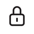 Lock - black icon line art design. Guard protection concept sign. Padlock web icon. Access Account symbol. Vector illustration. Royalty Free Stock Photo