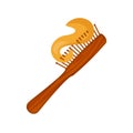 Lock of blond hair in a comb