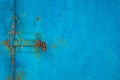 Lock on the blue old iron gate Royalty Free Stock Photo