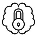 Lock brain icon outline vector. Key head Royalty Free Stock Photo