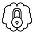 Lock brain icon outline vector. Key head