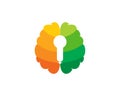 Lock Brain Logo Icon Design