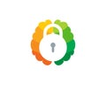 Lock Brain Logo Icon Design